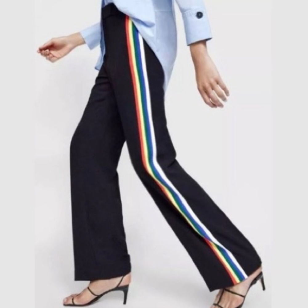 Zara | rainbow stripe pants